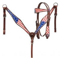 Pony Red White Blue Headstall - Reins - Breastcollar Set