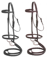 English Padded Leather Snaffle Bridle and Reins - Full Size