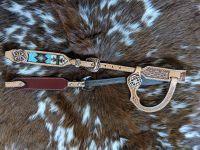 Western One Ear Bridle - Beaded Cheeks - Light Oil Leather - Copper Hardware