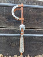 Western Silver Show Headstall - Double Ear - Wide Ranch Cheek - Medium Oil