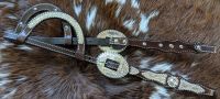 Silver Show Headstall - Double Ear - Berry Edge Silver Trim