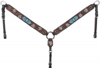 Silver Royal Faux Turquoise Stone and Flowers Breastcollar