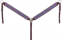 Silver Royal Purple and Blue Sunflower Breastcollar