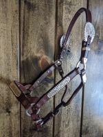 Congress Cut Show Halter with Berry Edge - Yearling Size - Dark Oil - Matching Lead Shank