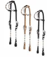 Silver Barrel - Rawhide Braided Double Ear Show Headstall