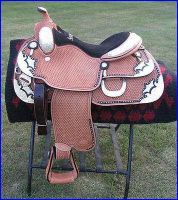 16" Silver Show Saddle - Loaded with Black Inlay Silver Trim