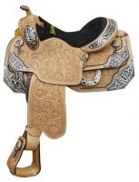 16" Showman Show Saddle - Loaded with Silver and Black Inlay Accents.