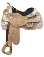 16" Showman Light Oil Western Show Saddle  Loaded with Silver