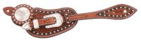 Leather Western Spur Straps - BasketStamp - Black Accents - Silver Studs - Buckles & Concho