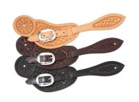 Texas Old Style Leather Spur Straps - Basket Stamped