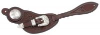 Western Silver Accented Spur Straps - Floral Tooled Leather