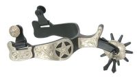 Jingle Bob Silver Star Western Spurs - Silver - Black Iron