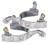 Sweet Iron Western Spurs with Silver Leaf Overlay