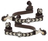 Western Spurs - Antiqued Brown with Silver Arrows & Star