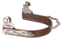 Western Bumper Spurs - Brown Iron & Silver Flames