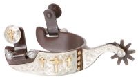 Western Spurs - Gold Triple Cross & Engraved Silver