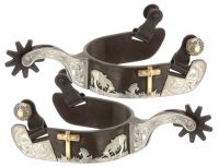 Western Spurs - Praying Cowboy & Horse at Cross