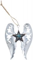 Metal Wing Ornament with Turquoise Star