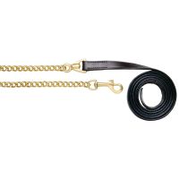 Show Halter Leather Lead with Brass Chain - 3/4" Wide