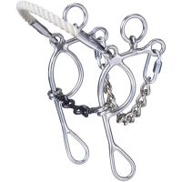 Miniature Combination Rope Nose Hackamore with Twisted Dogbone Gag