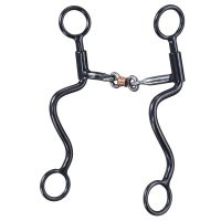 Black Steel S Shank Bit with 3-Piece Sweet Iron Snaffle