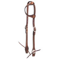 Royal King Basket Stamp Ear Headstall with Silver Hardware