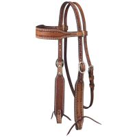 Royal King Barbed Wire Tooled Wide Browband Headstall