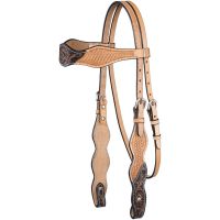 Royal King Flared Two Tone Floral/Basket Browband Headstall