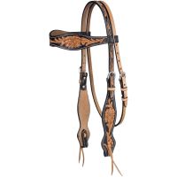 Royal King Flared Two Tone Floral Cowhide Headstall