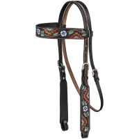 Silver Royal Aztec and Flower Brow Headstall