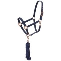 Tough1 Padded Horse Halter with Antique Hardware and Lead Rope