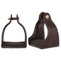 Leather Covered Endurance Stirrups - Narrow Neck