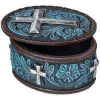 Tooled Cross Trinket Box