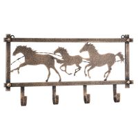 Horses and Barbwire Wall Rack in Hammered Finish