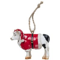 Cow with Santa Suit Ornament